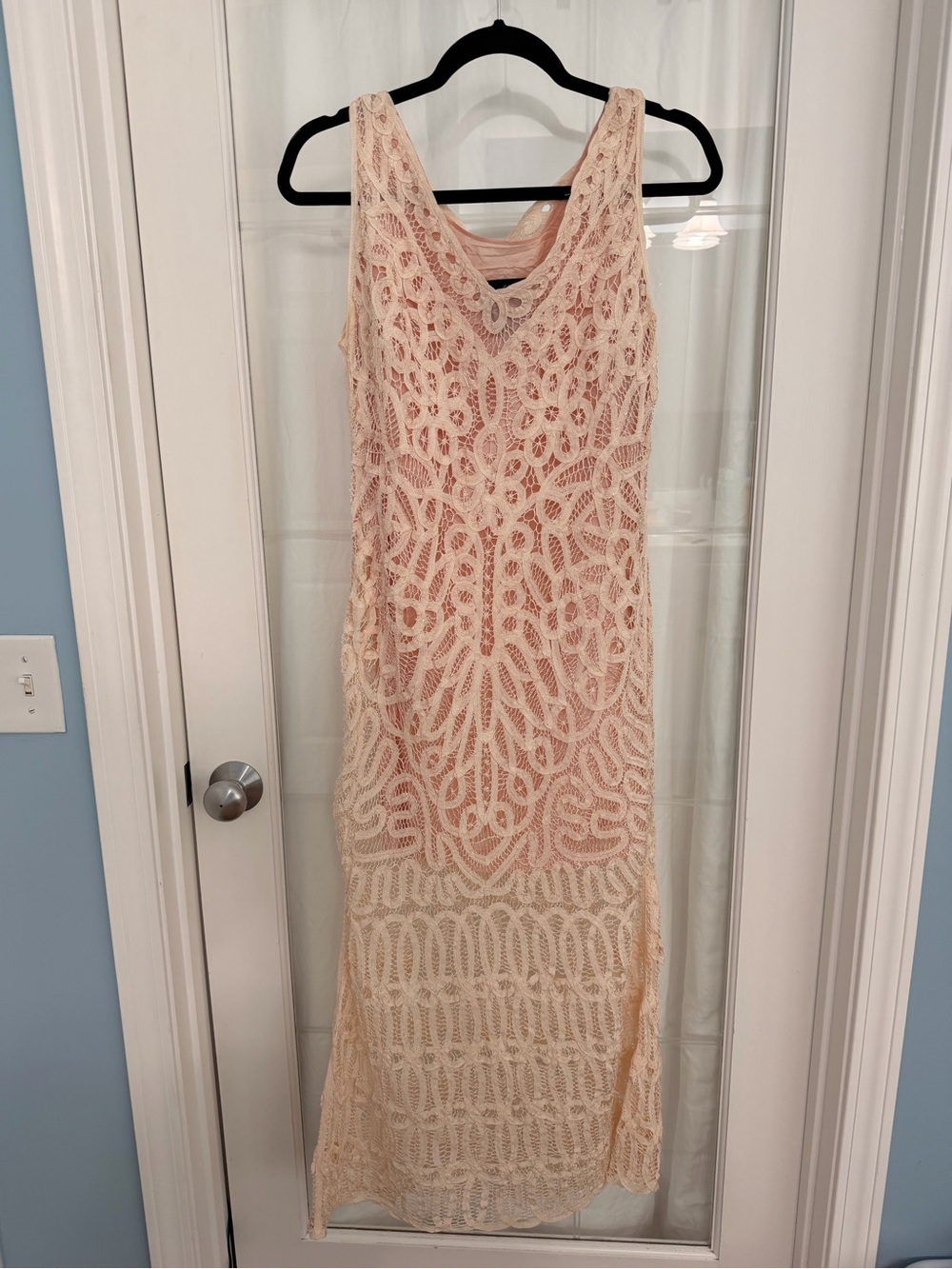Vintage Carole Little petite dress cream lace maxi dress size 6